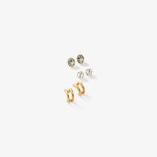 Set Aretes Elise 3 pares con poste