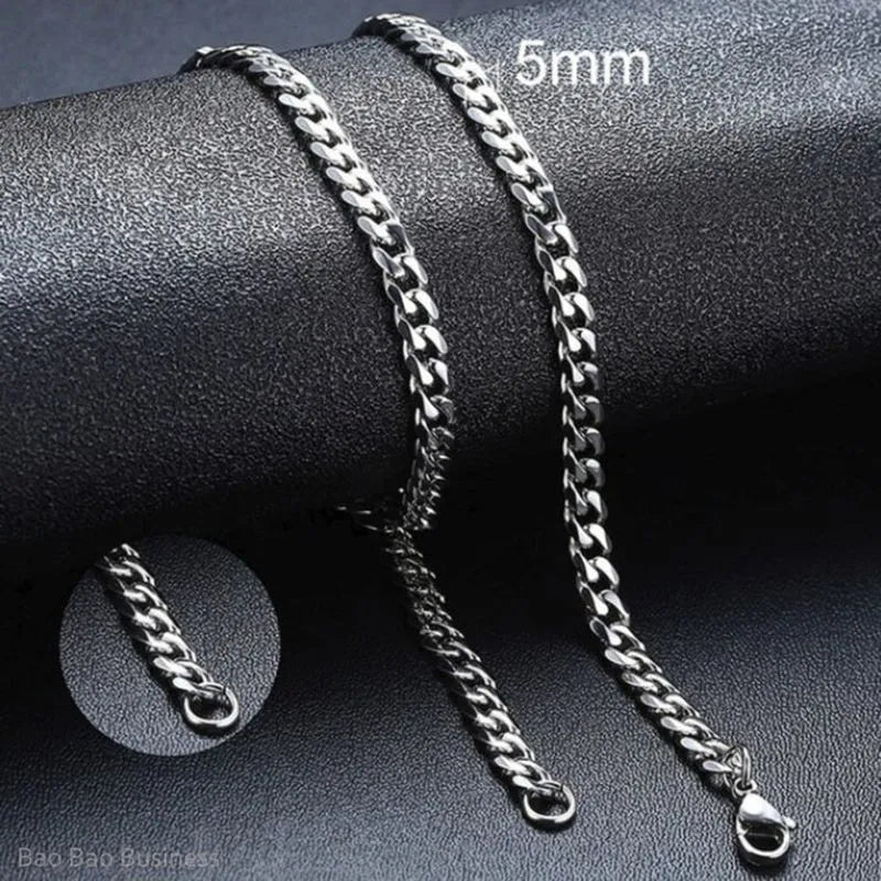 Collar Cadena Hombre de Acero Inoxidable Joyas para Hombre 5mm