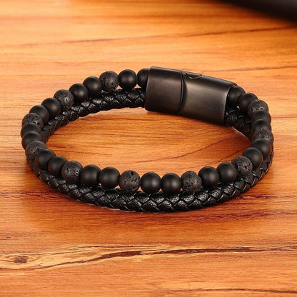 Pulsera Osiris + Piedra Volcánica/Ónix