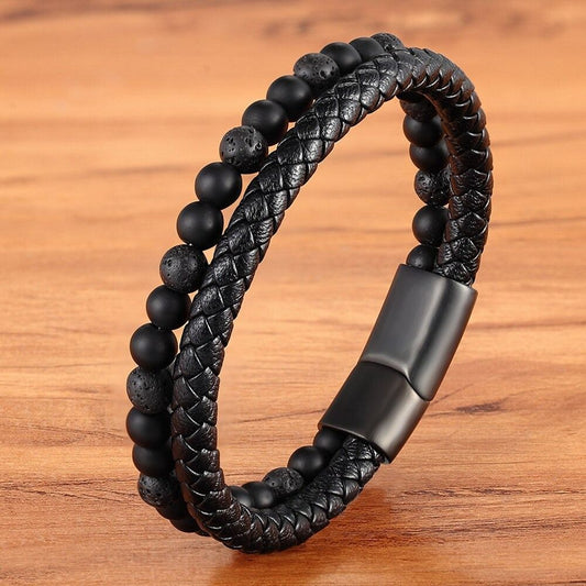Pulsera Osiris + Piedra Volcánica/Ónix